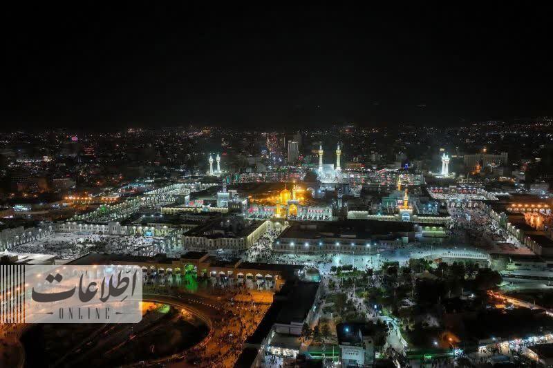 تصاویر هوایی زیبا از حرم رضوی در شام شهادت ثامن الحجج(ع)+فیلم