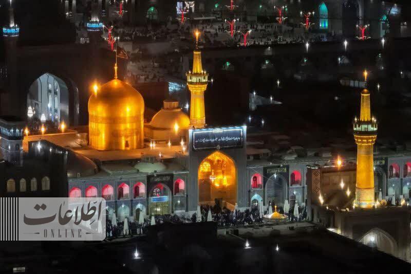 تصاویر هوایی زیبا از حرم رضوی در شام شهادت ثامن الحجج(ع)+فیلم