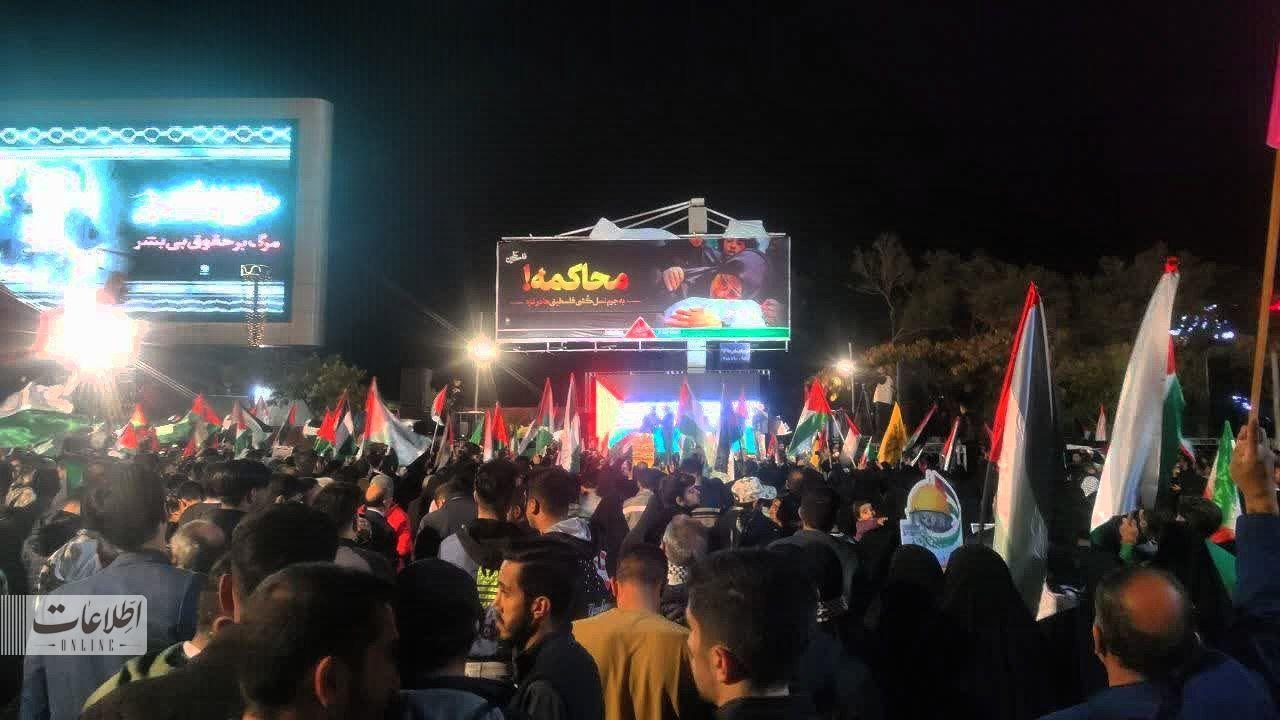 ویدئو|خروش مشهدی ها در میدان فلسطین