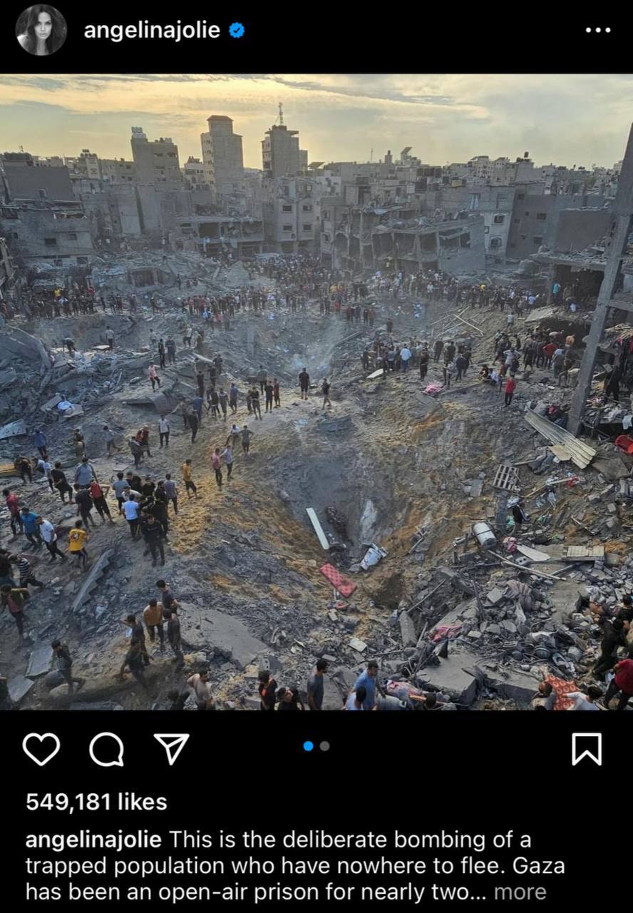 آنجلینا جولی هم وارد جنگ غزه شد +عکس