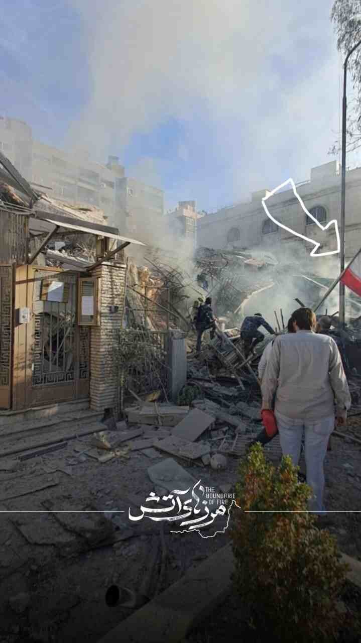 تصاویری از حمله جنگنده‌های اسرائیل به ساختمان سفارت ایران